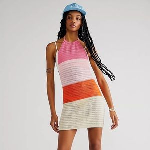Free People Last Sunset Hour Crochet Mini Dress